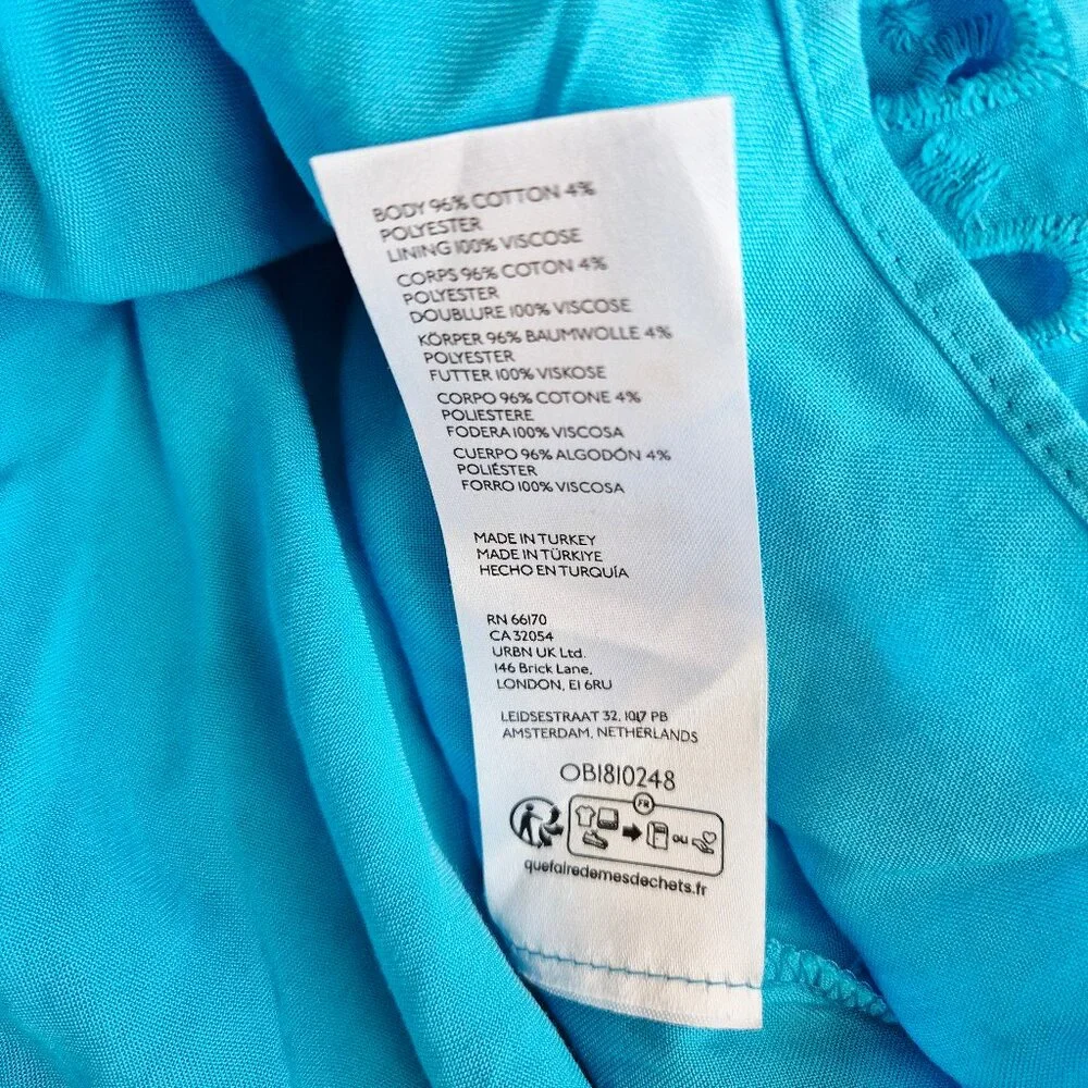 EUC Anthropologie Somerset Eyelet Edition Maxi Dress Short Sleeve Pocket Blue - Picture 11 of 16